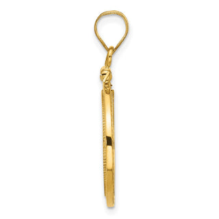 10k Yellow Gold Polished and Beaded 16.5mm x 1.35mm Screw Top Coin Bezel Pendant - Fits 1/10 oz American Eagle and 1/10 oz Krugerrand