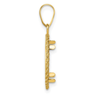 14k Yellow Gold Polished and Diamond-cut with Casted Rope 14.0mm Prong Coin Bezel Pendant