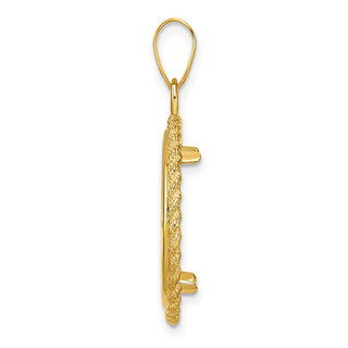 14k Yellow Gold Casted Rope 18mm Prong Coin Bezel Pendant - Fits 1/10 oz Cat, 1/10 oz Panda, and US Dime