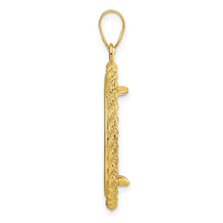 14k Yellow Gold Casted Rope 22mm Prong Coin Bezel Pendant - Fits 1/4 oz American Eagle and Other Coins