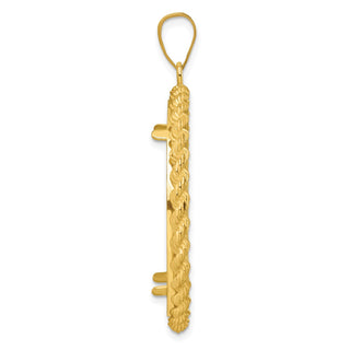 14k Yellow Gold Casted Rope 32mm Prong Coin Bezel Pendant - Fits 1 oz Australian Nugget, 1 oz Kangaroo, 1 oz Panda, and Other Coins