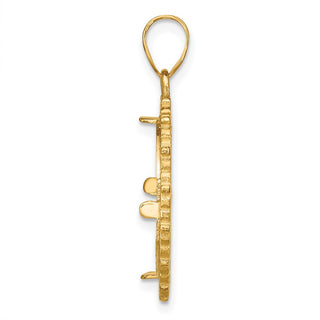 14k Yellow Gold Polished Fancy 16.5mm Prong Coin Bezel Pendant - Fits 1/10 oz American Eagle and 1/10 oz Krugerrand