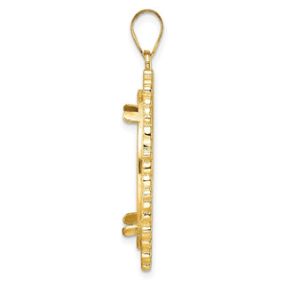 14k Yellow Gold Polished Fancy 22mm Prong Coin Bezel Pendant - Fits 1/4 oz American Eagle and Other Coins