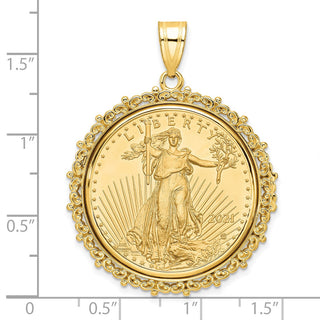 14k Yellow Gold Polished Fancy Mounted 1/2oz American Eagle Prong Coin Bezel Pendant