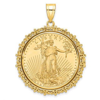 14k Yellow Gold Polished Fancy Mounted 1/2oz American Eagle Prong Coin Bezel Pendant