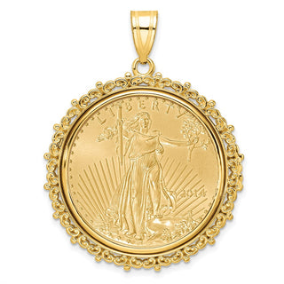 14k Yellow Gold Polished Fancy Mounted 1/2oz American Eagle Prong Coin Bezel Pendant