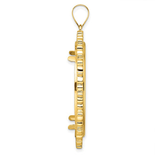 14k Yellow Gold Polished Fancy 32.7mm Prong Coin Bezel Pendant - Fits 1 oz American Eagle, 1 oz Cat, and 1 oz Krugerrand