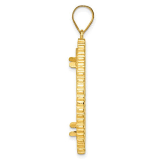 14k Yellow Gold Fancy 27mm Diamond-cut Prong Coin Bezel Pendant - Fits 1/2 oz American Eagle, US $10 Liberty, and Other Coins