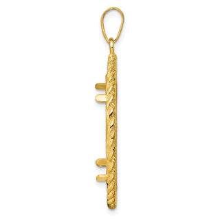 14k Yellow Gold Fancy Heart and Rope 22mm Diamond-Cut Prong Coin Bezel Pendant - Fits 1/4 oz American Eagle and Other Coins