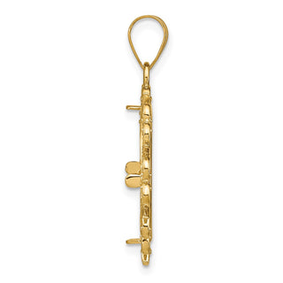 14k Yellow Gold Fancy 16.5mm Prong Coin Bezel Pendant - Fits 1/10 oz American Eagle and 1/10 oz Krugerrand