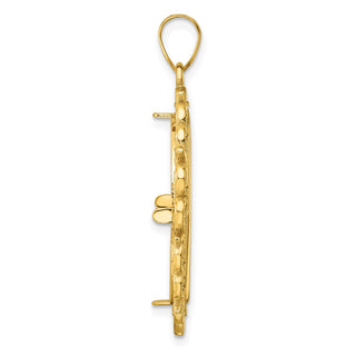 14k Yellow Gold Fancy 22mm Prong Coin Bezel Pendant - Fits 1/4 oz American Eagle and Other Coins