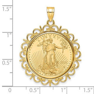 14k Yellow Gold Polished Fancy Mounted 1/4oz American Eagle Prong Coin Bezel Pendant