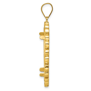 14k Yellow Gold Fancy 27mm Prong Coin Bezel Pendant - Fits 1/2 oz American Eagle, US $10 Liberty, and Other Coins