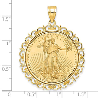 14K Yellow Gold Polished Fancy Prong Mounted 1/2oz American Eagle Coin Bezel Pendant