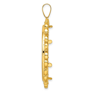 14k Yellow Gold Fancy 32.7mm Prong Coin Bezel Pendant - Fits 1 oz American Eagle, 1 oz Cat, and 1 oz Krugerrand