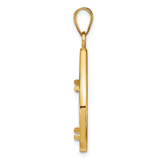 14k Yellow Gold Polished and Diamond-cut Lightweight Teardrop 16.5mm Prong Coin Bezel Pendant