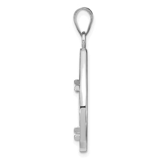 14k White Gold Polished and Diamond-cut Teardrop 16.5mm Prong Coin Bezel Pendant
