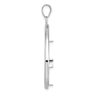 14k White Gold Polished and Diamond-cut Teardrop 22.0mm Prong Coin Bezel Pendant