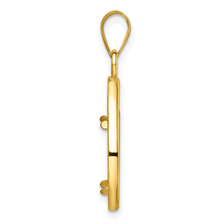 14k Yellow Gold Polished Lightweight Teardrop 14mm Prong Coin Bezel Pendant - Fits 1/20 oz Maple Leaf and Other Coins
