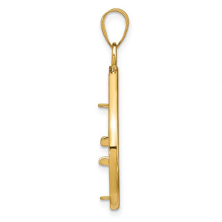 14k Yellow Gold Polished Lightweight Teardrop 16.5mm Prong Coin Bezel Pendant - Fits 1/10 oz American Eagle and 1/10 oz Krugerrand