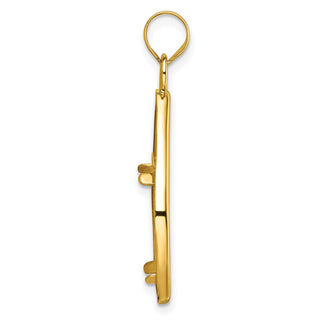 14k Yellow Gold Polished Lightweight Teardrop 18mm Prong Coin Bezel Pendant - Fits 1/10 oz Cat, 1/10 oz Panda, and Other Coins