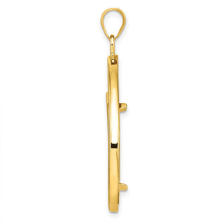 14k Yellow Gold Polished Lightweight Teardrop 22mm Prong Coin Bezel Pendant - Fits 1/4 oz American Eagle and Other Coins