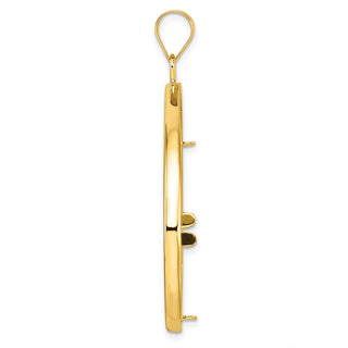 14k Yellow Gold Polished Lightweight Teardrop 27mm Prong Coin Bezel Pendant - Fits 1/2 oz American Eagle, US $10 Liberty, and Other Coins