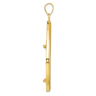 14k Polished Lightweight Teardrop 32.0mm Prong Coin Bezel Pendant - Fits 1 oz Australian Nugget, 1 oz Kangaroo, 1 oz Panda, and Other Coins