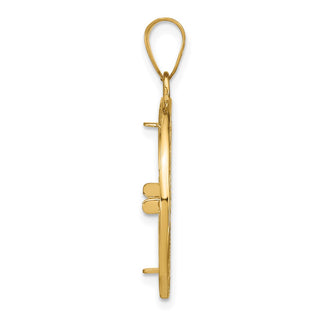 14k Yellow Gold Polished and Diamond-cut Fancy Wire 16.5mm Prong Coin Bezel Pendant