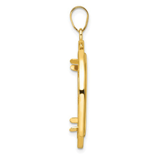 14k Yellow Gold Fancy Wire Polished 22mm Prong Coin Bezel Pendant - Fits 1/4 oz American Eagle and Other Coins