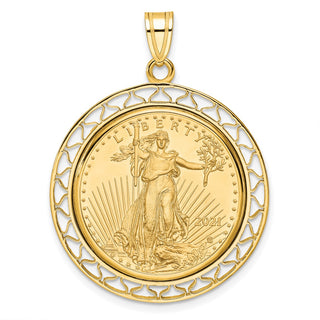 14k Yellow Gold Polished Fancy Wire Mounted 1/4oz American Eagle Prong Coin Bezel Pendant