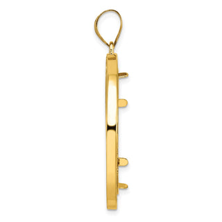 14k Yellow Gold Fancy Wire Polished 27mm Prong Coin Bezel Pendant - Fits 1/2 oz American Eagle, US $10 Liberty, and Other Coins