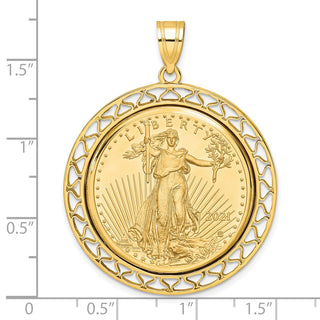 14k Yellow Gold Polished Fancy Wire Mounted 1/2oz American Eagle Prong Coin Bezel Pendant