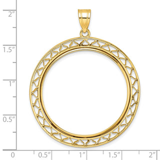 14k Yellow Gold Fancy Wire Polished 32.7mm Prong Coin Bezel Pendant - Fits 1 oz American Eagle, 1 oz Cat, and 1 oz Krugerrand