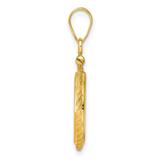 14k Yellow Gold Casted Rope 14mm Screw Top Coin Bezel Pendant - Fits 1/20 oz Maple Leaf and Other Coins