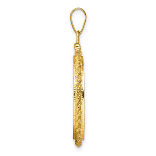 14k Yellow Gold Casted Rope 22mm Screw Top Coin Bezel Pendant - Fits 1/4 oz American Eagle and Other Coins