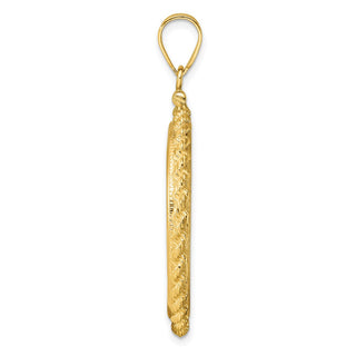 14k Yellow Gold Casted Rope 27mm Screw Top Coin Bezel Pendant - Fits 1/2 oz American Eagle, US $10 Liberty, and Other Coins