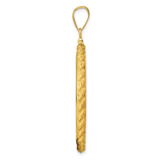 14k Yellow Gold Casted Rope 32mm Screw Top Coin Bezel Pendant - Fits 1 oz Australian Nugget, 1 oz Kangaroo, 1 oz Panda, and Other Coins