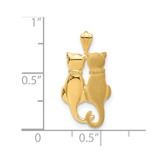 14k Yellow Gold Satin and Polished Cats Pendant