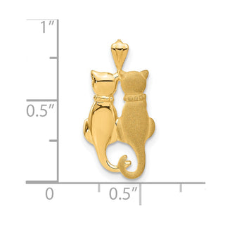 14k Yellow Gold Satin and Polished Cats Pendant