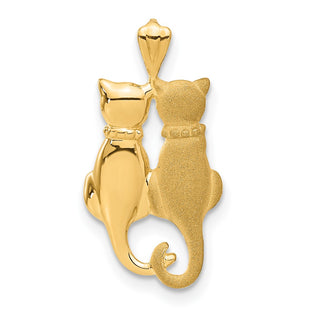 14k Yellow Gold Satin and Polished Cats Pendant