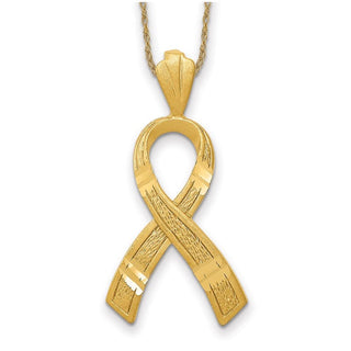 14k Yellow Gold Diamond-cut Awareness Necklace