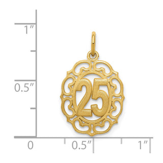 14k Yellow Gold # 25 in Oval Pendant