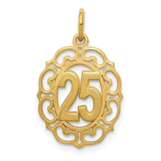 14k Yellow Gold # 25 in Oval Pendant