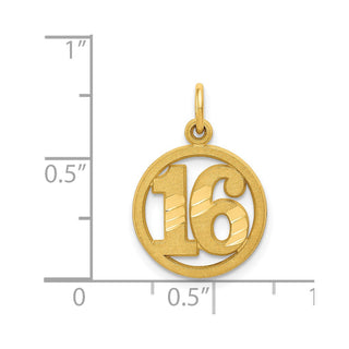 14k Yellow Gold #16 In A Circle Pendant