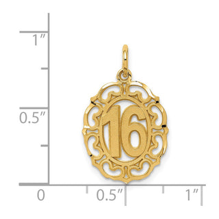 14k Yellow Gold #16 In Oval Circle Pendant