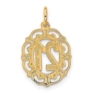 14k Yellow Gold Diamond-cut 21 in Oval Pendant