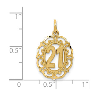 14k Yellow Gold Diamond-cut 21 in Oval Pendant