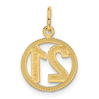 14k Yellow Gold #21 In A Circle Pendant