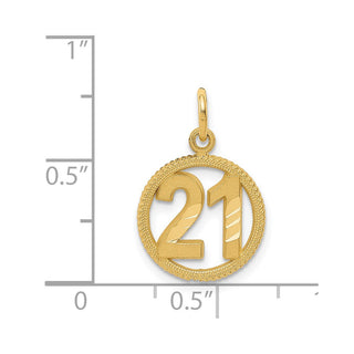 14k Yellow Gold #21 In A Circle Pendant